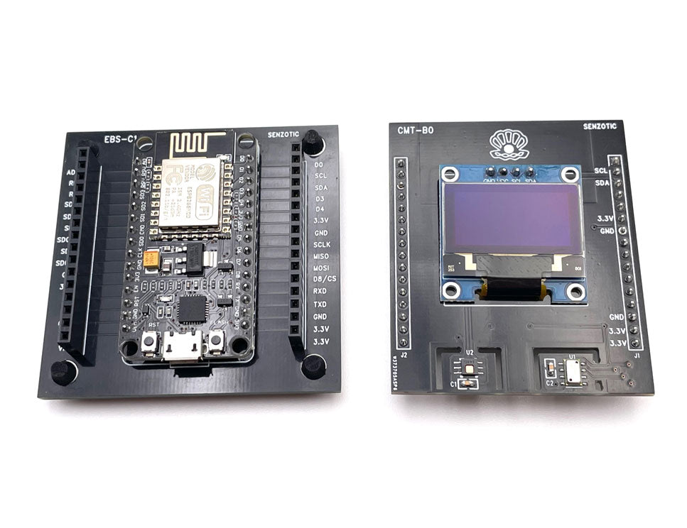 Environmental Sensors Board CMT-B-KIT with LCD and EBS Baseboards with NodeMCU (ESP-12E) Wi-Fi Module
